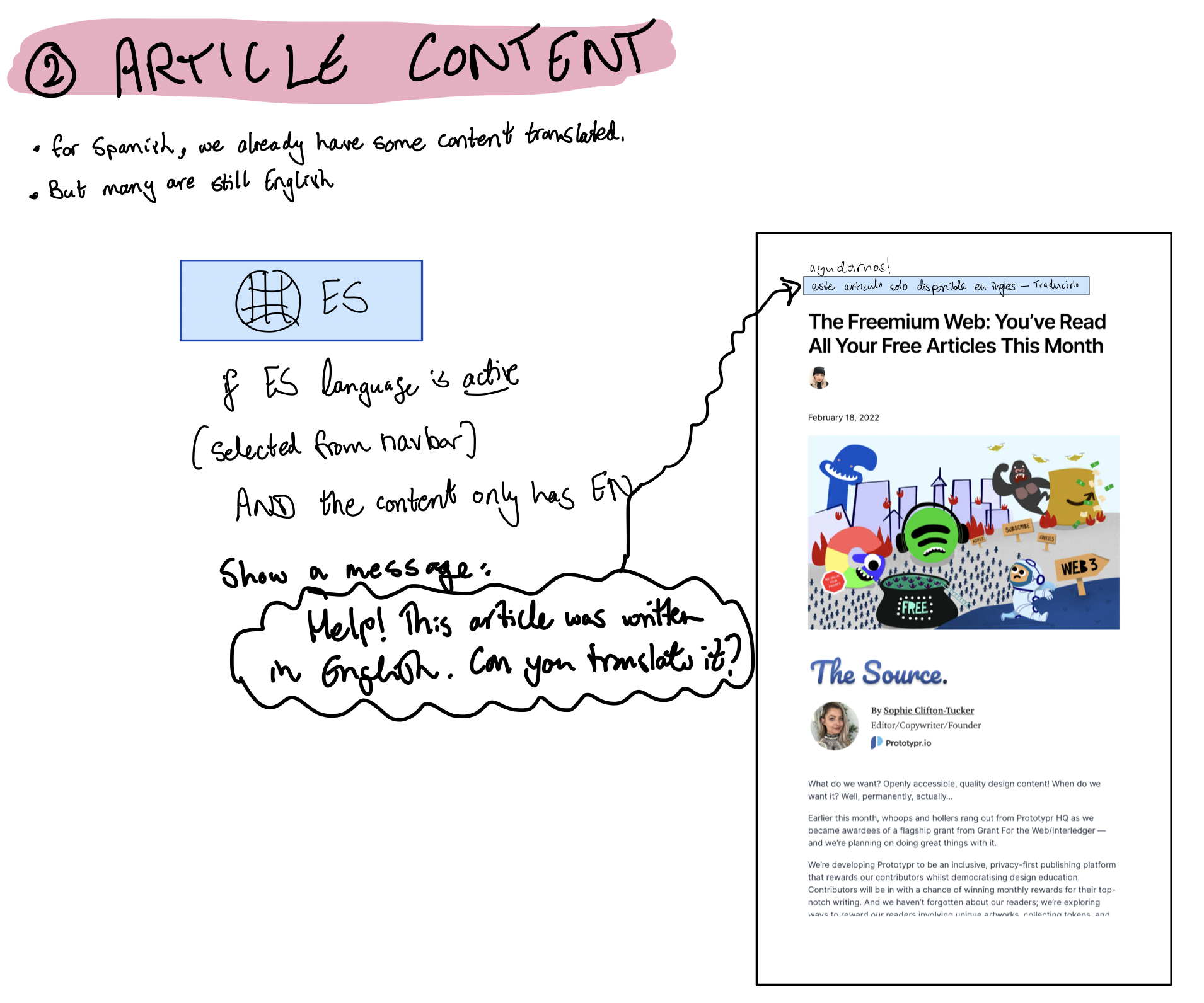 Translation plan sketch notes, page 3